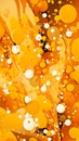 Closeup of pat of oil floating in yellow energy drink