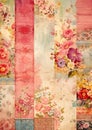 Closeup of Patchwork Wall Flowers with Boho Chic Squared Border