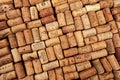 Closeup pattern background of many different wine corks with dates and drops of wine - Image