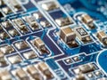 Closeup of PCB electronic elements Royalty Free Stock Photo