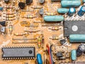 Closeup of PCB electronic elements Royalty Free Stock Photo