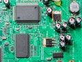 Closeup of PCB electronic elements Royalty Free Stock Photo