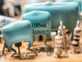 Closeup of PCB electronic elements Royalty Free Stock Photo