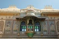 Closeup of Peacock square in Udaipur city palace, India Royalty Free Stock Photo