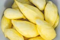 Closeup peeled durian on White bowl, King of Thai Fruits