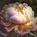 Closeup of peony flower. Pastel peony flower in bloom