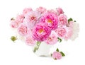 Closeup of peony flowers, fluffy pink peonies flowers, peony bunch in vase Royalty Free Stock Photo