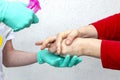 Closeup of a person sanitizing hands with hand sanitizer - COVID-19