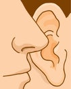 Closeup of person telling a hush secret