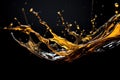 closeup of Petrol Oil splashing on black background generative AI