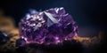 Closeup photo of amethyst mineral stone, macro. Generative AI