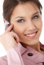 Closeup photo of attractive businesswoman smiling