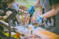 Closeup trdelnic baking process. Traditional food Royalty Free Stock Photo