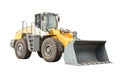 Closeup photo of big wheel loader, with isolated background Royalty Free Stock Photo