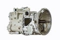 Closeup photo of bus gearbox, with isolated background