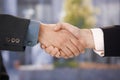 Closeup photo of business handshake Royalty Free Stock Photo