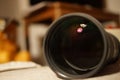 Photo camera lens closeup. Royalty Free Stock Photo