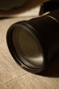 Photo camera lens closeup. Royalty Free Stock Photo