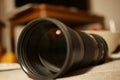 Photo camera lens closeup. Royalty Free Stock Photo