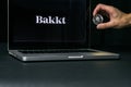 Ethereum coin with the Bakkt logo on a laptop screen, Slovenia - December 23th, 2018