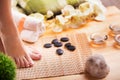 Closeup photo of a female feet at spa salon Royalty Free Stock Photo