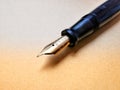 Closeup photo on fountain pen and old book background Royalty Free Stock Photo