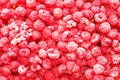 Closeup photo of frosty, frozen raspberries