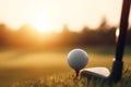 Closeup photo of golf ball. Generate ai Royalty Free Stock Photo