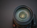 Closeup of photo lens front element Royalty Free Stock Photo