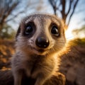 closeup photo of meerkat face generative AI