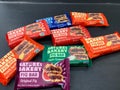 A closeup photo of natures bakery fig bars, a popular snack, on a checkout stand in Washington, United States.