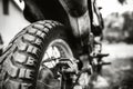 Closeup photo of offroad motor bike outdoor Royalty Free Stock Photo