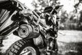 Closeup photo of offroad motor bike outdoor Royalty Free Stock Photo