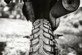 Closeup photo of offroad motor bike outdoor Royalty Free Stock Photo