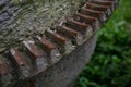 Closeup photo of Old Rusty corrosion metal gear machinery gear, cement mixer Royalty Free Stock Photo