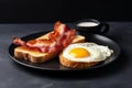 Closeup photo of a plate of bacon, eggs, and toast breakfast AI generated Royalty Free Stock Photo