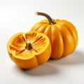 closeup photo of pumpkin on isolated white background