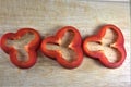 Ring slices of red pepper