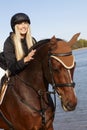 Closeup photo of rider and horse Royalty Free Stock Photo