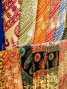 Closeup image of traditional indian silk textile fabric Royalty Free Stock Photo