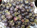 Closeup of photo of very fresh mangosteens