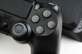 Closeup photo of video game console gamepad joystick controller.