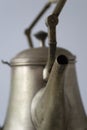 Closeup photo of vintage samovar with glowing brass surface Royalty Free Stock Photo
