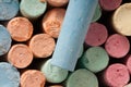 Closeup photograph of colored chalks