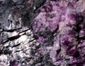 Closeup photograph fluorite mineral with galenite