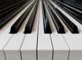 Closeup of piano keys with infinite long depth