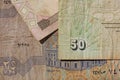 Closeup of 25 and 50 piastres of Egypt Royalty Free Stock Photo