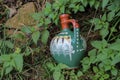 Closeup picture of a Bulgarian vintage ceramic pitcher shot outdoor Royalty Free Stock Photo