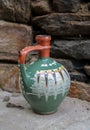 Closeup picture of a Bulgarian vintage ceramic pitcher shot outdoor Royalty Free Stock Photo