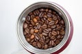 Closeup picture of coffee bean grinder and coffee bean Royalty Free Stock Photo